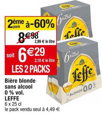 Cora x Carrefour Leffe bière blonde sans alcool 0 % vol offre