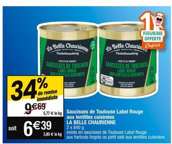 Cora La belle chaurienne saucisses de toulouse label rouge aux lentilles cuisinées offre