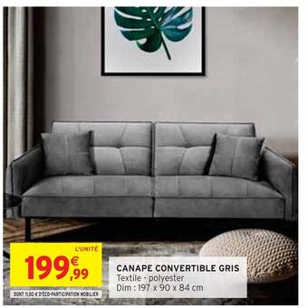 Intermarché Canape convertible gris offre