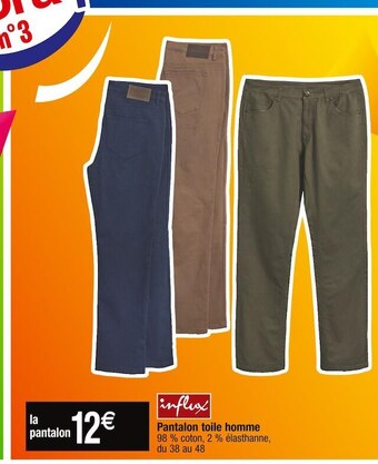 Cora x Carrefour Influx pantalon toile homme offre
