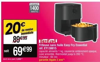 Cora x Carrefour Tefal friteuse sans huile easy fry essential offre