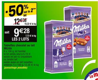 Cora x Carrefour Milka tablettes chocolat au lait offre
