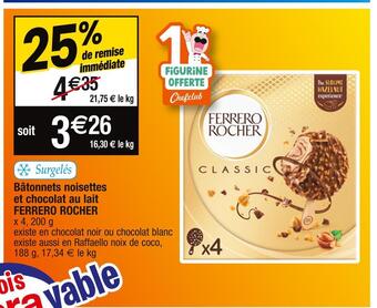 Cora x Carrefour Ferrero rocher bâtonnets noisettes et chocolat au lait offre