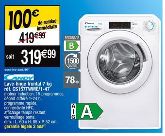 Cora Candy lave-linge frontal 7 kg offre