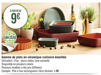 Casino Supermarchés Gamme de plats en céramique culinaire émaillée Utilisation : Four, micro-ondes, lave-vaisselle offre