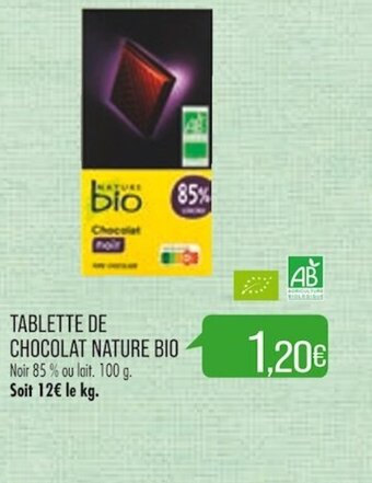 Match TABLETTE DE CHOCOLAT NATURE BIO offre