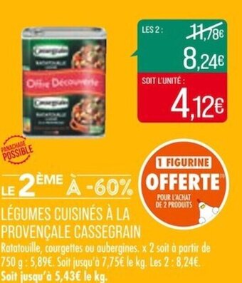 Match LÉGUMES CUISINÉS À LA PROVENÇALE CASSEGRAIN offre