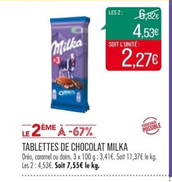 Match TABLETTES DE CHOCOLAT MILKA offre