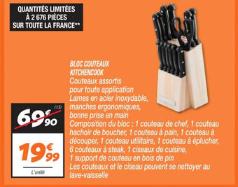 Netto BLOC COUTEAUX KITCHENCOOK offre