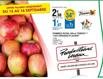 E.Leclerc POMMES ROYAL GALA TENROY LES VERGERS PLACIER offre