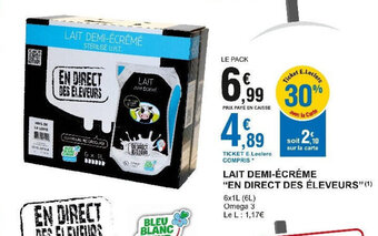 E.Leclerc LAIT DEMI-ÉCRÉME EN DIRECT DES ÉLEVEURS offre