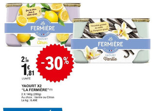 E.Leclerc YAOURT X2 LA FERMIÈRE offre