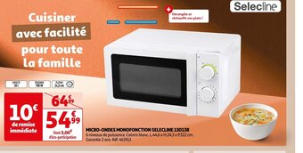 Auchan MICRO-ONDES MONOFONCTION SELECLINE 130138 offre