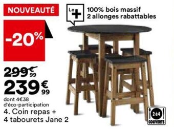 BUT Coin repas + 4 tabourets Jane 2 offre