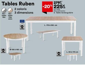 Table rectangulaire