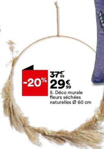 5. Déco murale fleurs séchées naturelles à 60 cm Déco murale fleurs séchées naturelles à 60 cm