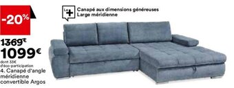 BUT Canapé d'angle méridienne convertible Argos offre