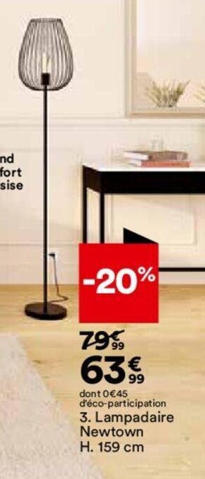 BUT Lampadaire Newtown H. 159 cm offre