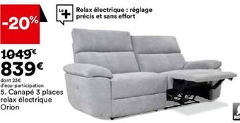 BUT Canapé 3 places relax électrique Orion offre
