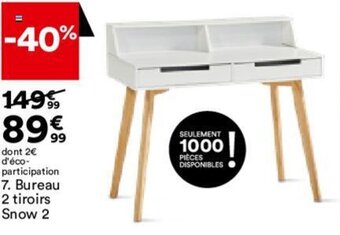 BUT Bureau 2 tiroirs Snow 2 offre