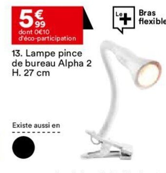BUT Lampe pince de bureau Alpha 2 H. 27 cm offre