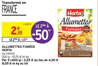 Intermarché Express ALLUMETTES FUMÉES HERTA offre