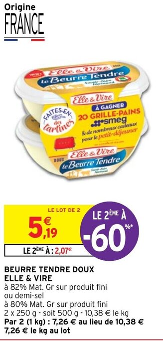 Intermarché Express BEURRE TENDRE DOUX ELLE & VIRE offre