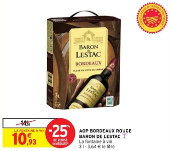 Intermarché Express AOP BORDEAUX ROUGE BARON DE LESTAC offre