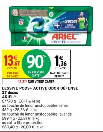 Promo LESSIVE PODS+ ACTIVE ODOR DÉFENSE 27 doses ARIEL chez Intermarché  Express