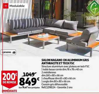 Auchan Salon nagano en Aluminium Gris Antracite et teck Fsc offre