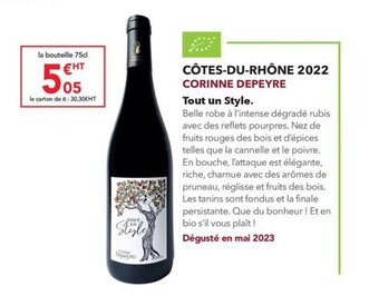 METRO CÔTES-DU-RHÔNE 2022 CORINNE DEPEYRE offre