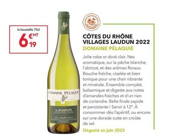METRO CÔTES DU RHÔNE VILLAGES LAUDUN 2022 DOMAINE PÉLAQUIÉ offre