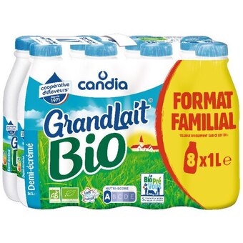 Auchan Grandlait bio demi-écrémé candia offre