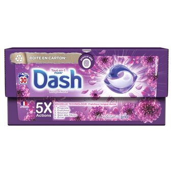 Auchan Lessive capsule bouquet florale tout en 1 pods dash offre