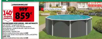 Auchan Piscine ronde Acier Varuna-gris Anthracite offre