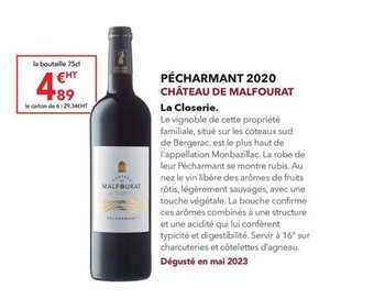 METRO PÉCHARMANT 2020 CHÂTEAU DE MALFOURAT offre