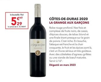 CÔTES-DE-DURAS 2020 LA GRANGE AUX GARÇONS