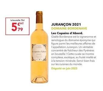 METRO JURANÇON 2021 DOMAINE BORDENAVE offre