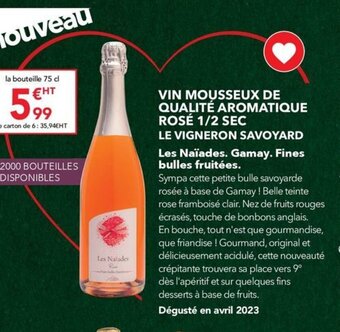 METRO VIN MOUSSEUX DE QUALITÉ AROMATIQUE ROSÉ 1/2 SEC offre