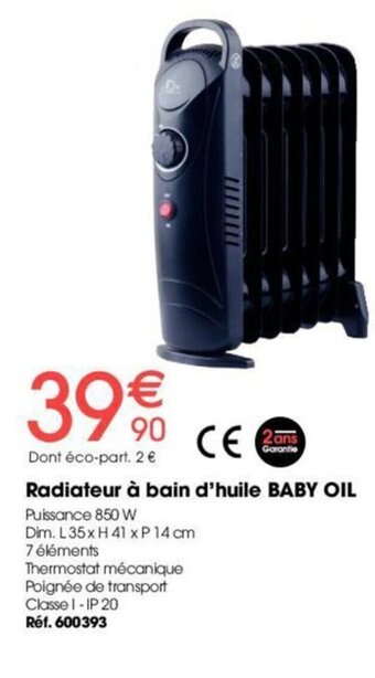 Brico Pro Radiateur à bain d'huile BABY OIL offre