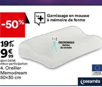 BUT Oreiller Memodream 50x30 cm offre