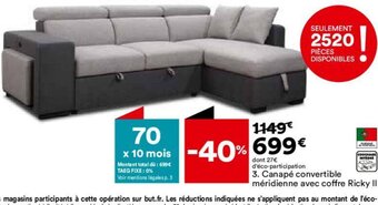 BUT Canapé convertible méridienne avec coffre Ricky II offre