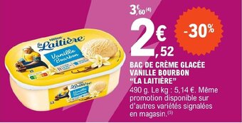 E.Leclerc BAC DE CRÈME GLACÉE VANILLE BOURBON "LA LAITIÈRE" offre