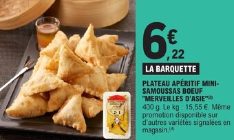 E.Leclerc PLATEAU APÉRITIF MINI-SAMOUSSAS BOEUF "MERVEILLES D'ASIE"(²) offre