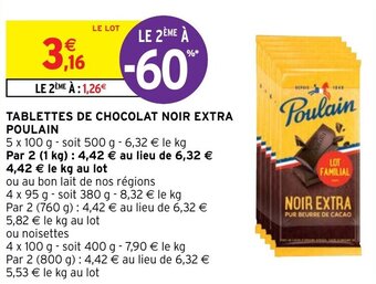 Intermarché TABLETTES DE CHOCOLAT NOIR EXTRA POULAIN offre