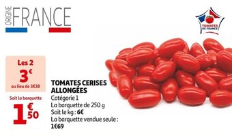 Auchan Supermarché TOMATES CERISES ALLONGÉES offre