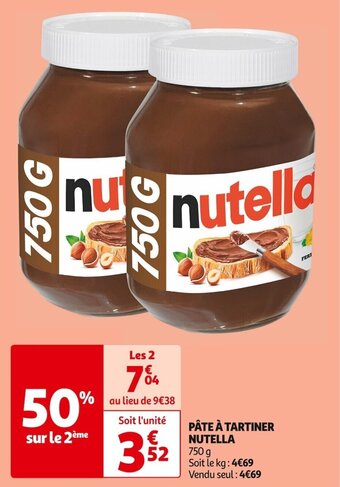 Auchan Supermarché PÂTE À TARTINER NUTELLA offre