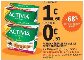 E.Leclerc Activia céréales au muesli offre découverte offre