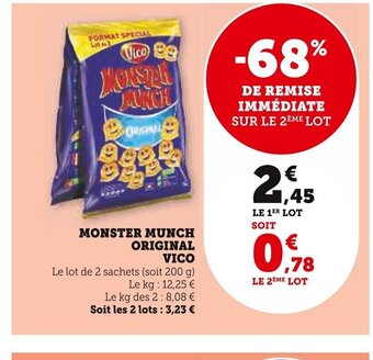 Super U MONSTER MUNCH ORIGINAL VICO offre