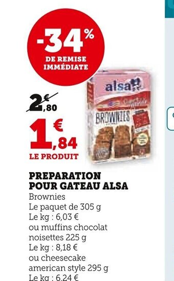 Super U PREPARATION POUR GATEAU ALSA offre